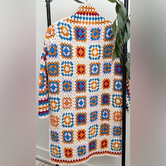 Charlie B Long Color Block Crochet Cardigan Colorful Long Sleeves Size XS/S NEW - Picture 11 of 15